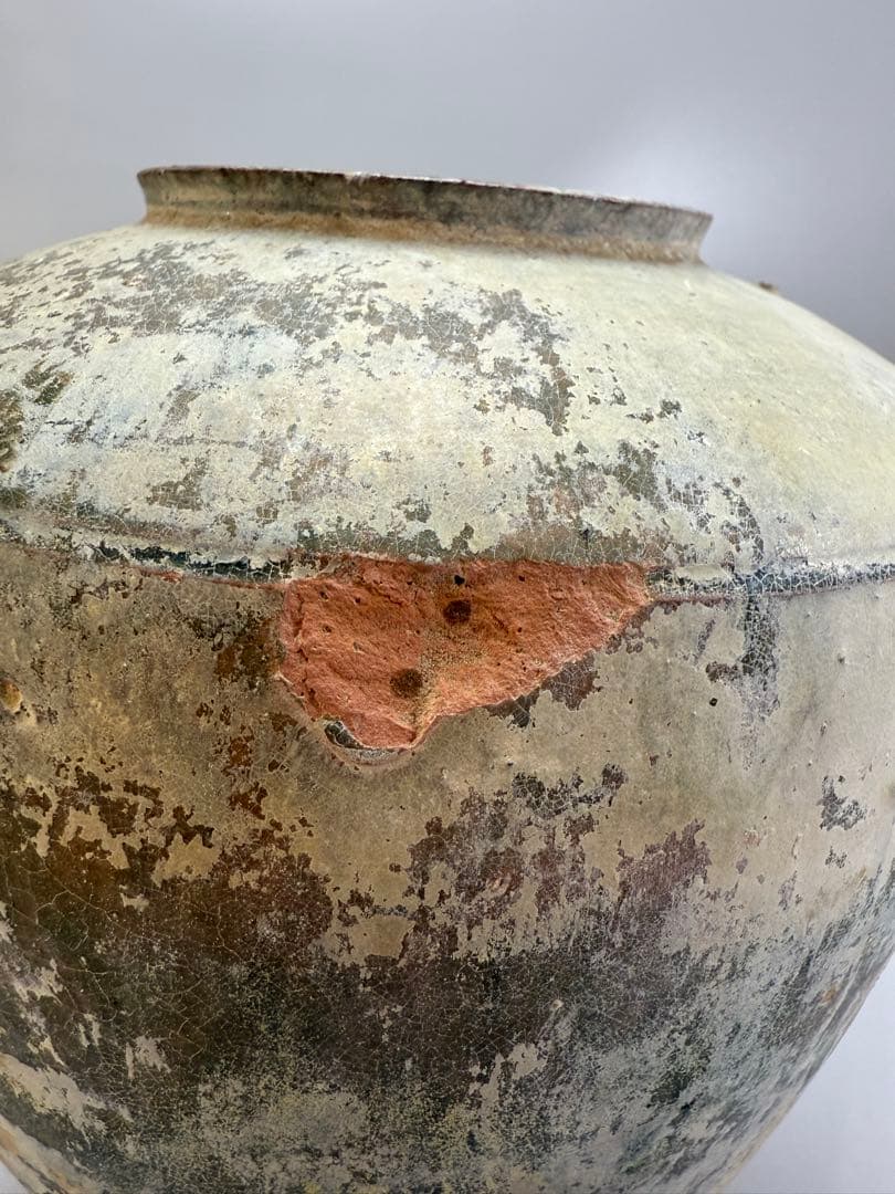 DT662 中国美術 銀化 漢緑釉壷 古陶磁