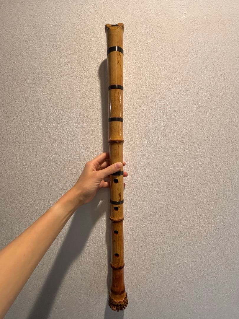 219 尺八本体 ニ尺一寸管　珍しい地無し延管　竹製 5音孔