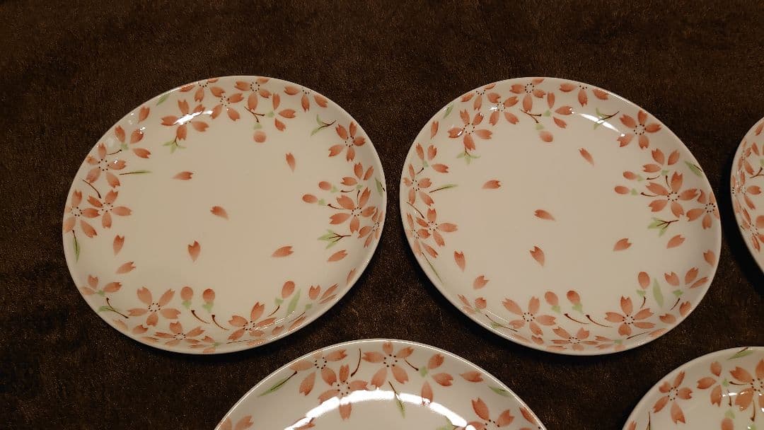 古伊万里　伊万里　色絵　桜の図　中皿　菓子皿　５客