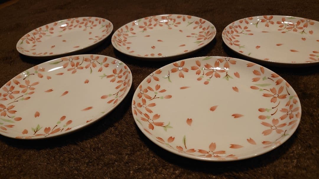 古伊万里　伊万里　色絵　桜の図　中皿　菓子皿　５客