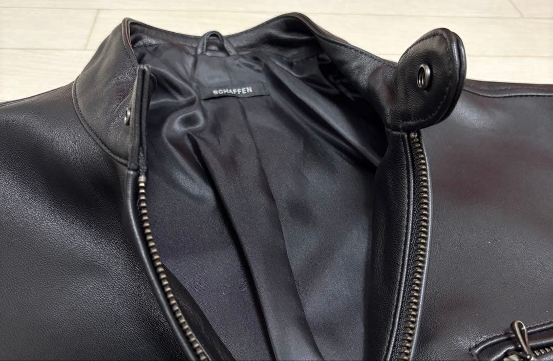【極美品】schaffen 羊革リアルレザー ライダース希少Lサイズ ブラック
