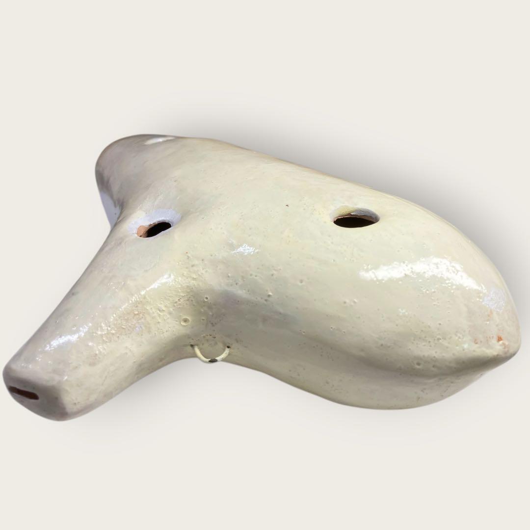 【美品オカリナ】アケタ◉オカリーナバス級C調 幅約28cm 640g 陶器製