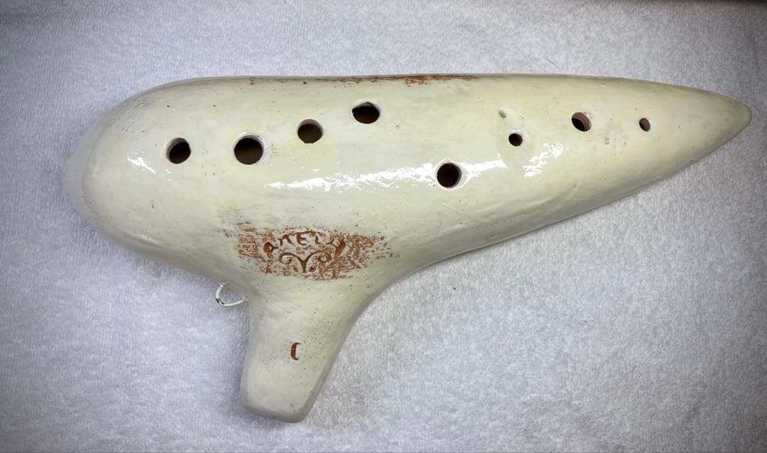 【美品オカリナ】アケタ◉オカリーナバス級C調 幅約28cm 640g 陶器製