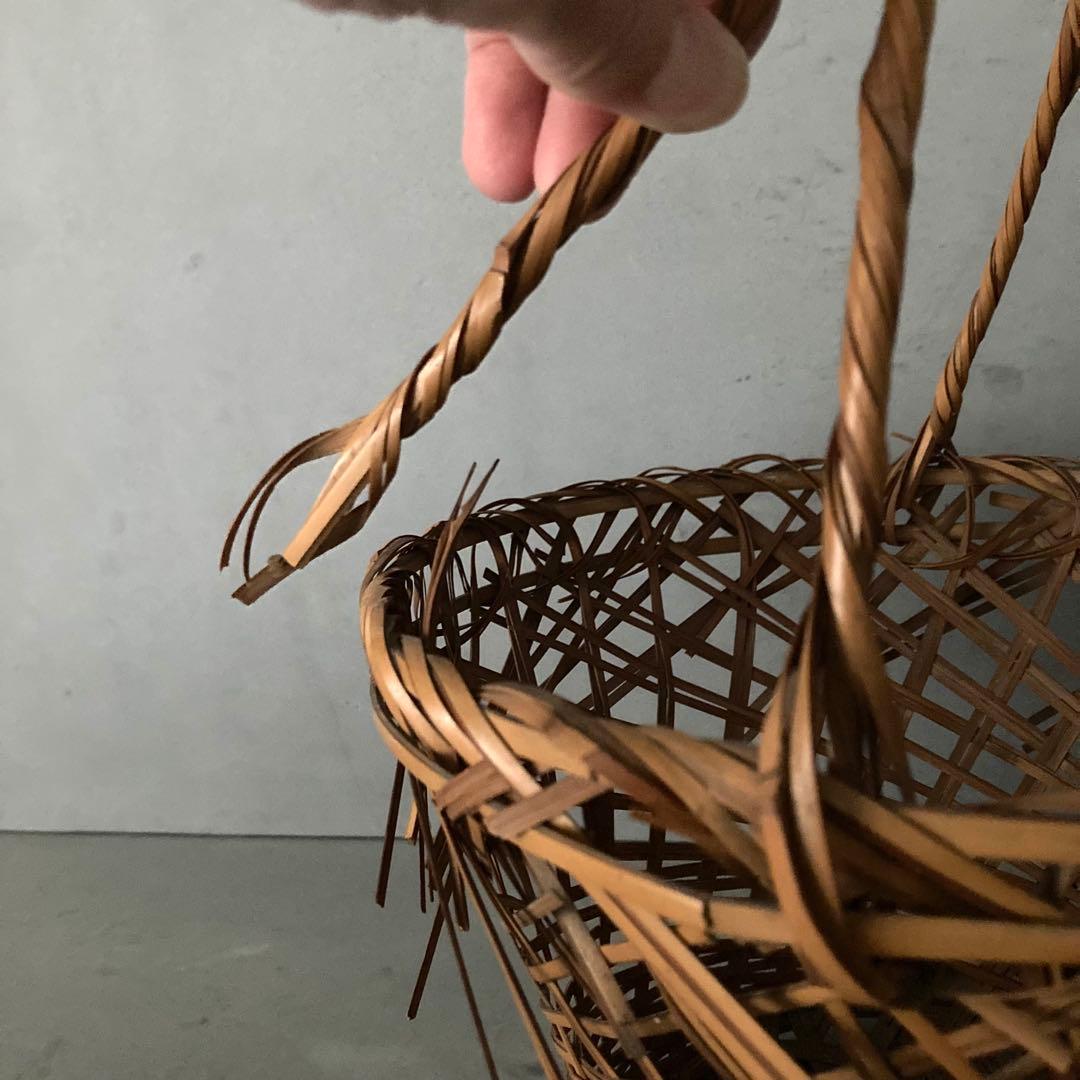 島村白峰斎 竹編み 花籠 茶道具 籠