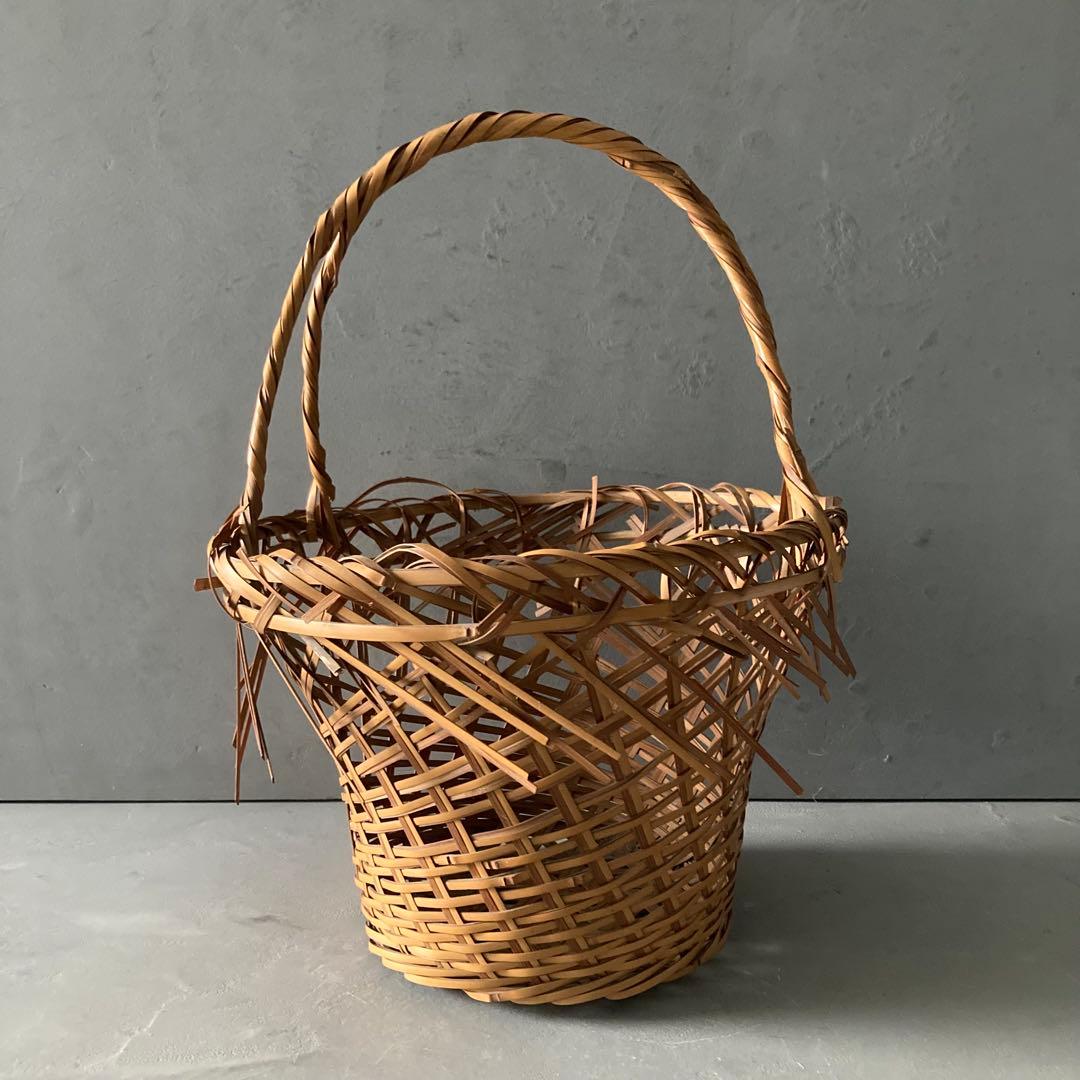 島村白峰斎 竹編み 花籠 茶道具 籠