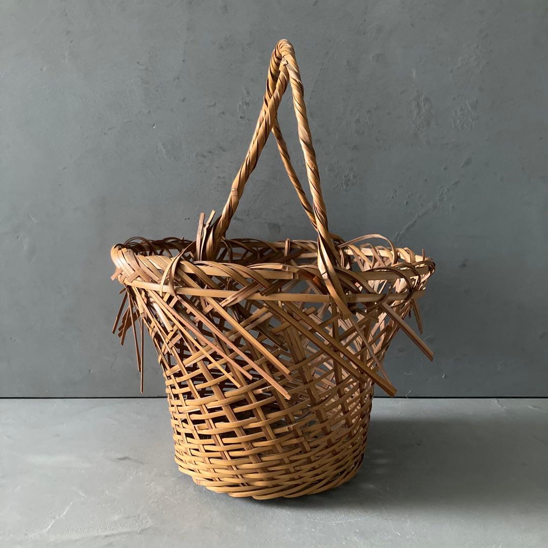 島村白峰斎 竹編み 花籠 茶道具 籠