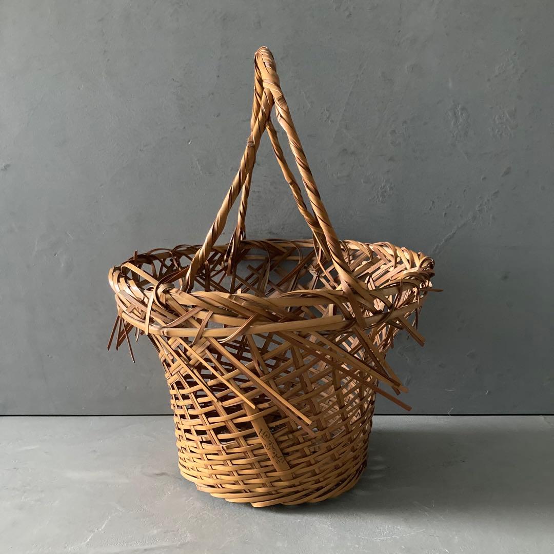 島村白峰斎 竹編み 花籠 茶道具 籠