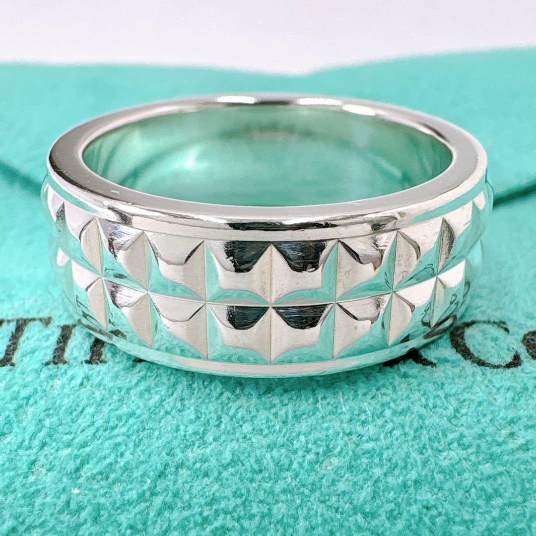 極美品 ティファニー スタッズ ピラミッド ドイツ製 リング 20号 シルバー