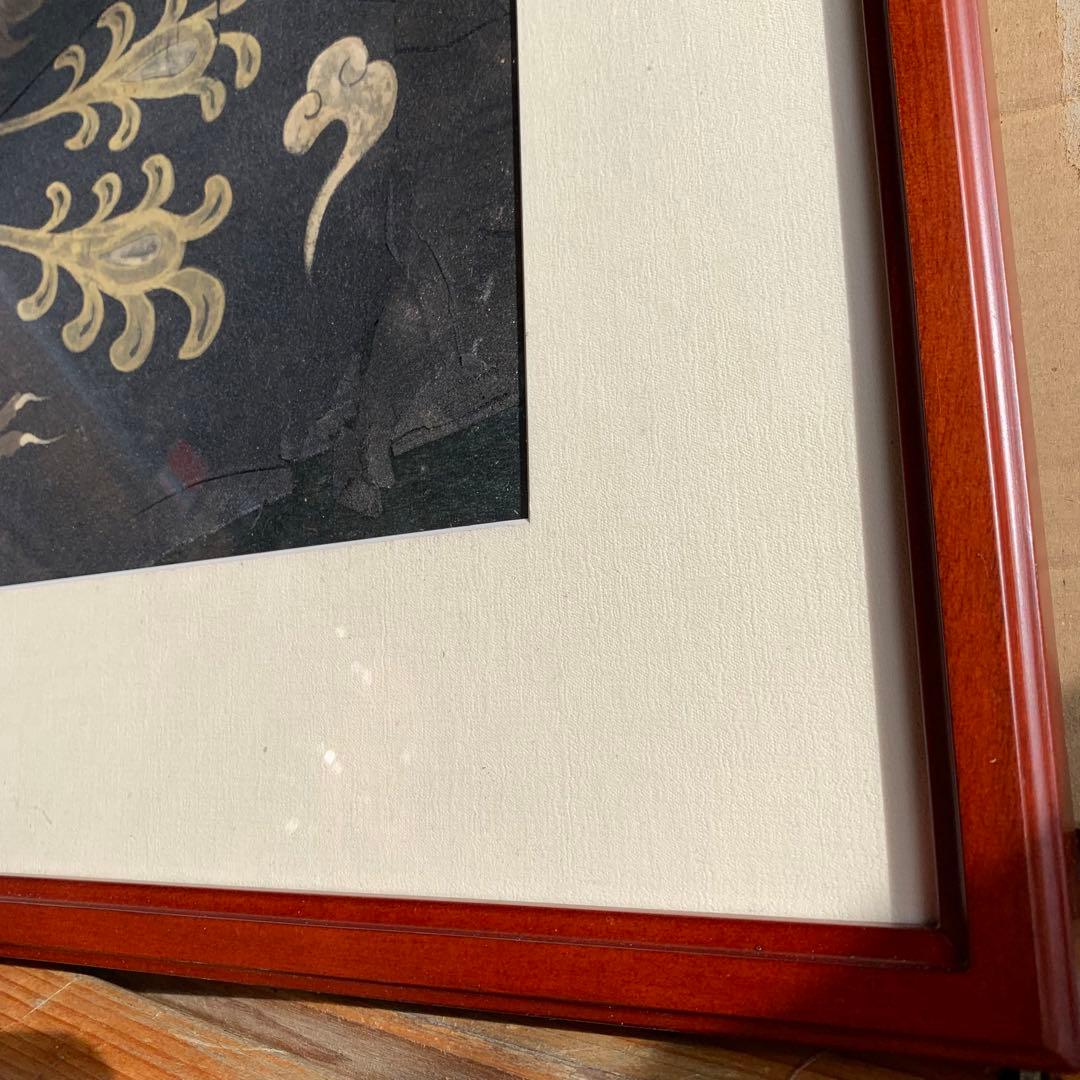 鳳凰　絹　シルク　祖国　漢代　双鳳文　双鳳紋　絵画　中国　骨董品　アンティーク