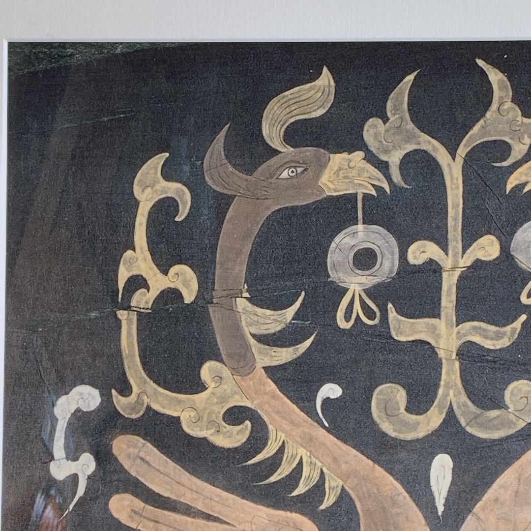 鳳凰　絹　シルク　祖国　漢代　双鳳文　双鳳紋　絵画　中国　骨董品　アンティーク