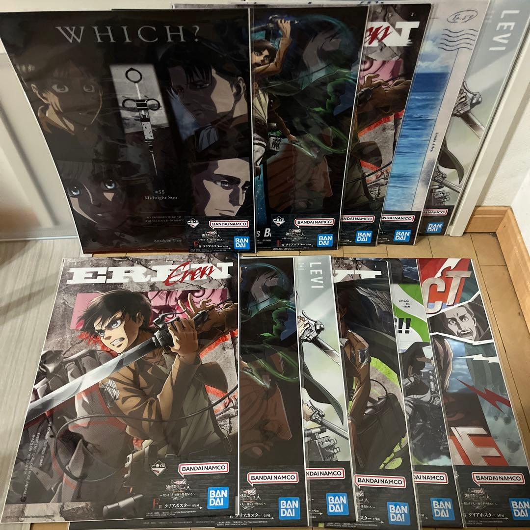 一番くじ進撃の巨人　A賞獣の巨人Ｂ賞リヴァイラストワン賞超大型巨人クリアポスター