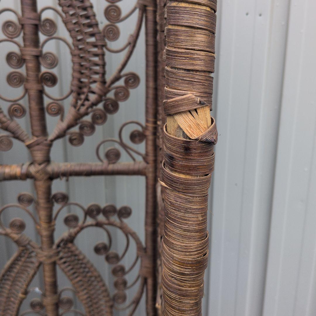 【昭和レトロ】アンティーク　ラタン　籐パテーション　パーテーション