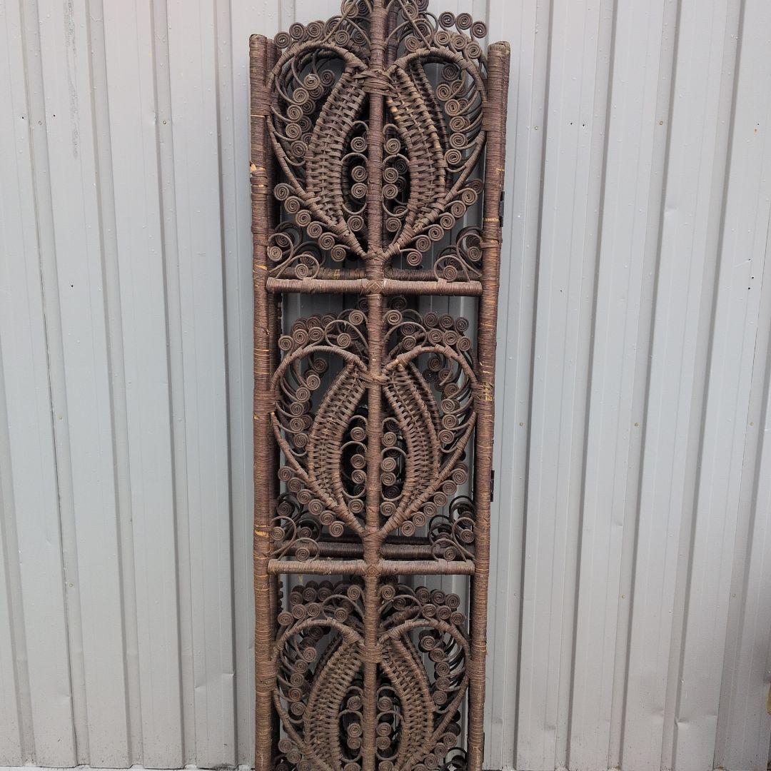 【昭和レトロ】アンティーク　ラタン　籐パテーション　パーテーション