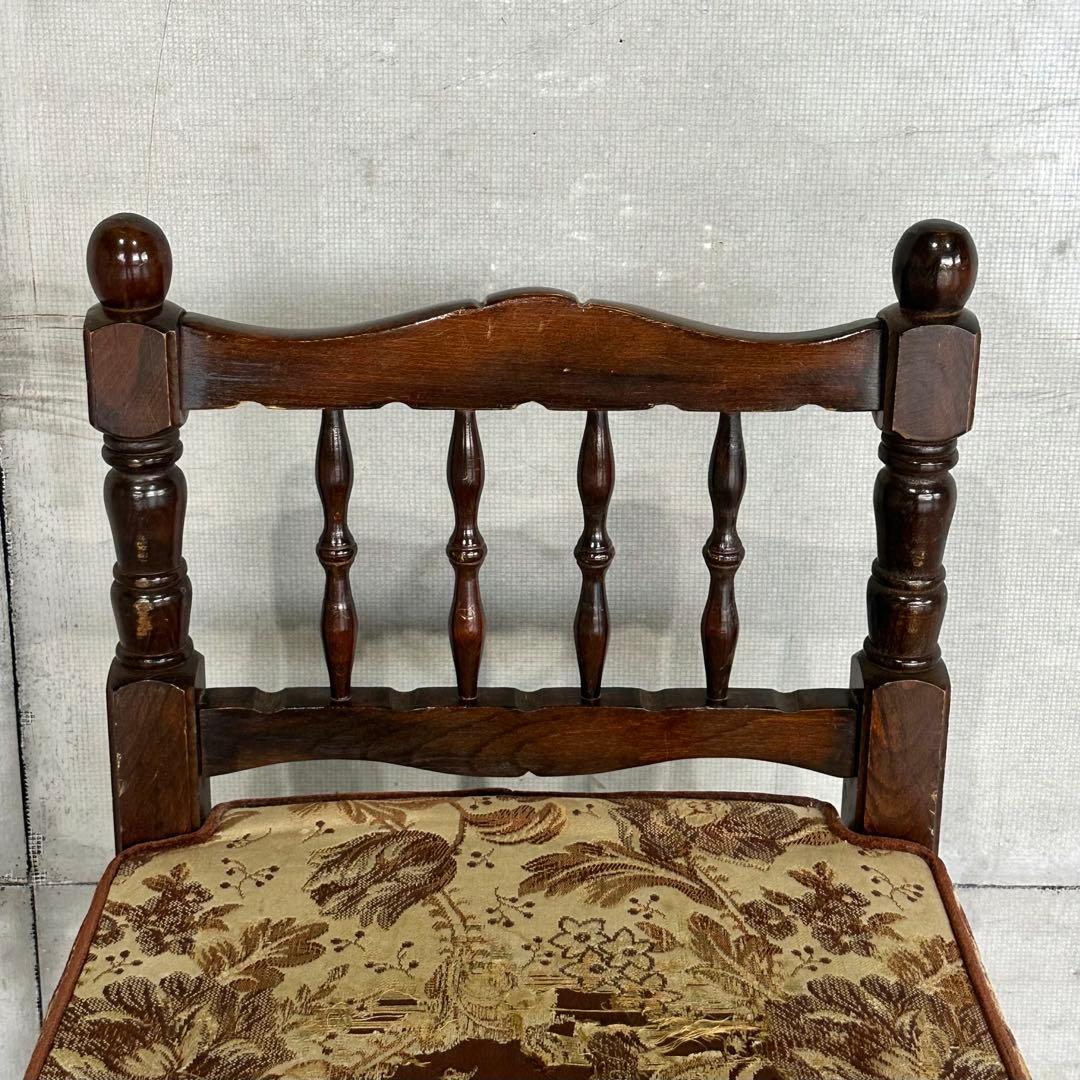 ✦80s✦昭和レトロ ゴブラン織 ヴィンテージ スピンドルチェア 木製 古家具②