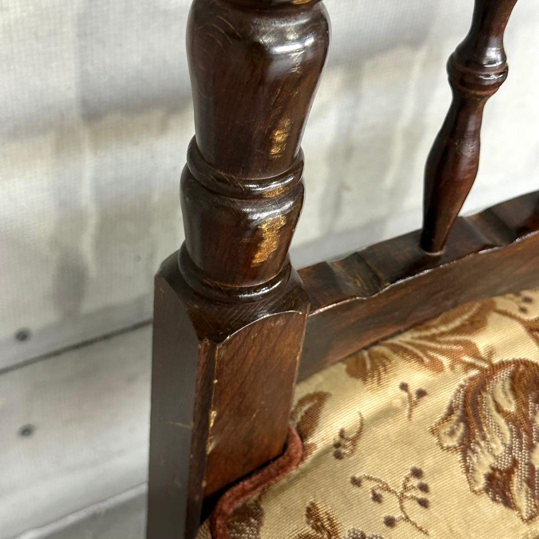 ✦80s✦昭和レトロ ゴブラン織 ヴィンテージ スピンドルチェア 木製 古家具②