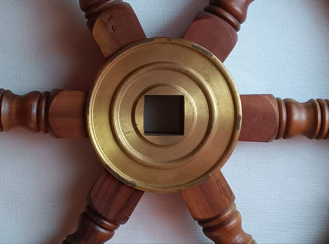 木製 舵輪 インテリア装飾 径約62cm