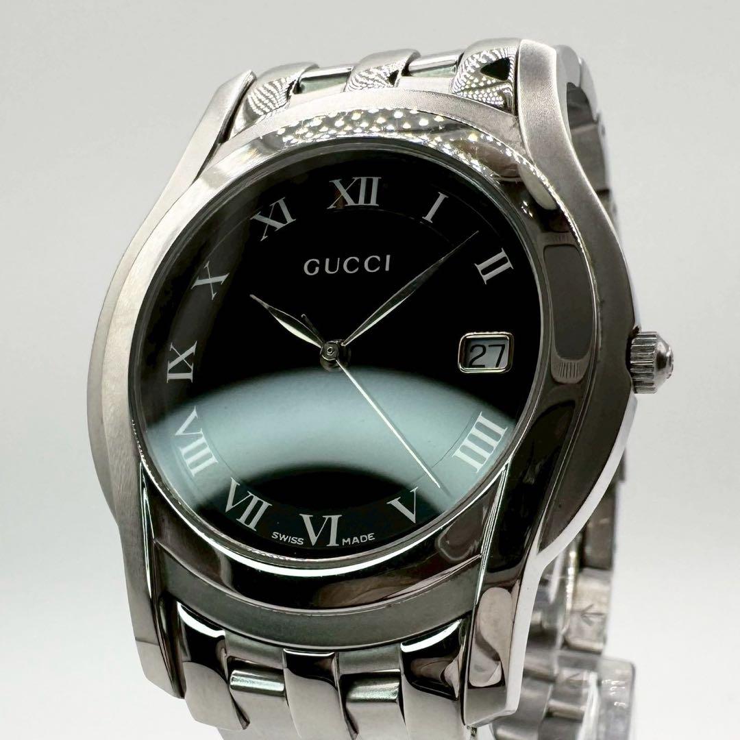 極美品✨稼働 GUCCI 5500M ローマン デイト クォーツ メンズ 3針
