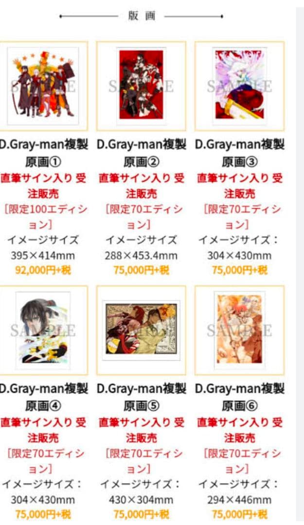D.Gray-man　複製原画②　Dグレ 原画展　星野桂の世界　直筆 サイン