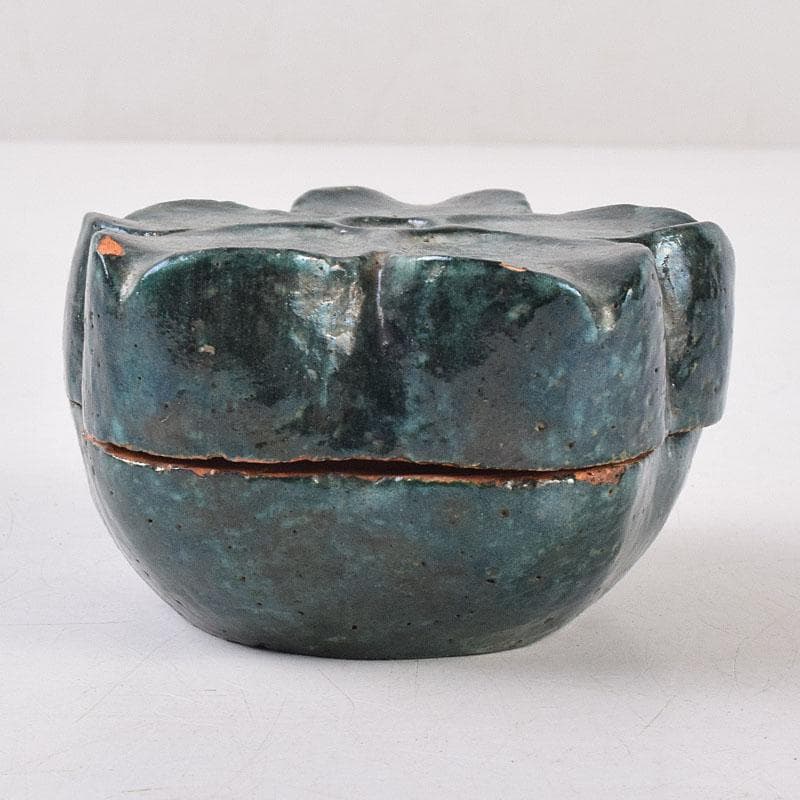 茶道具　色絵　桔梗形　香合　在銘　花押付時代箱　C　R9022