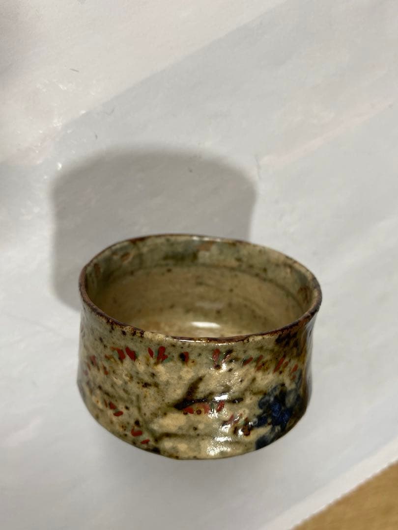 ♦犬山焼 雲錦手 竹節高台 酒器 ぐい呑み 大正〜 明治時代 古美術品 骨董品