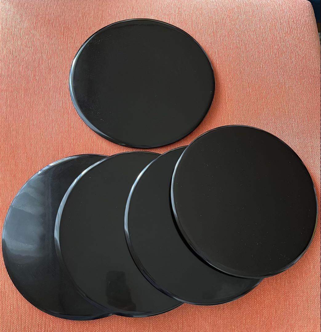 美品　輪島塗　瑞祥盆　丸盆　5枚セット　木箱入り