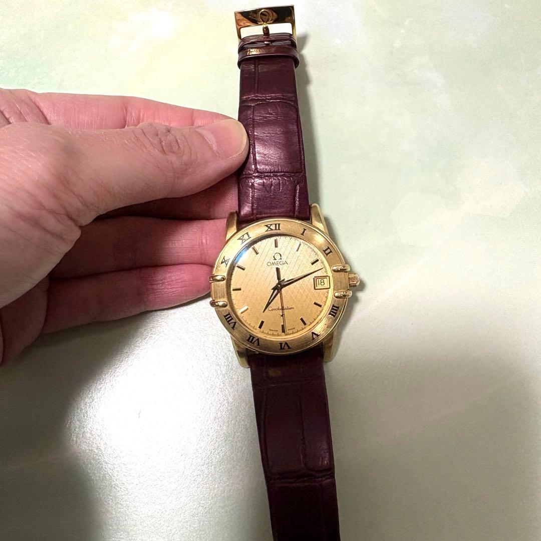 オメガ OMEGA腕時計 革ベルト コンステレーション レザー ゴールド