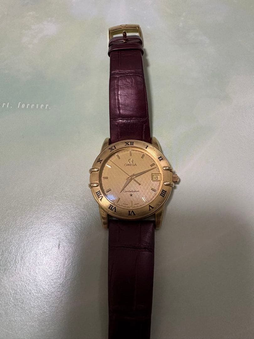 オメガ OMEGA腕時計 革ベルト コンステレーション レザー ゴールド