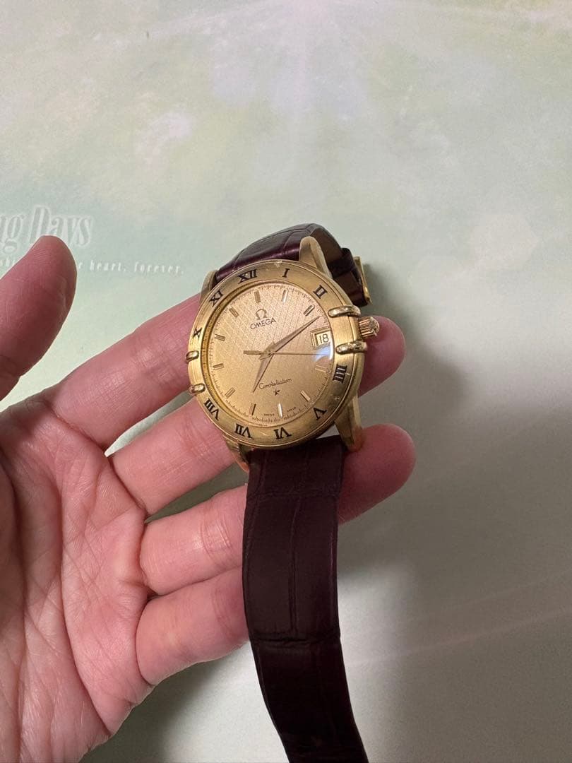 オメガ OMEGA腕時計 革ベルト コンステレーション レザー ゴールド