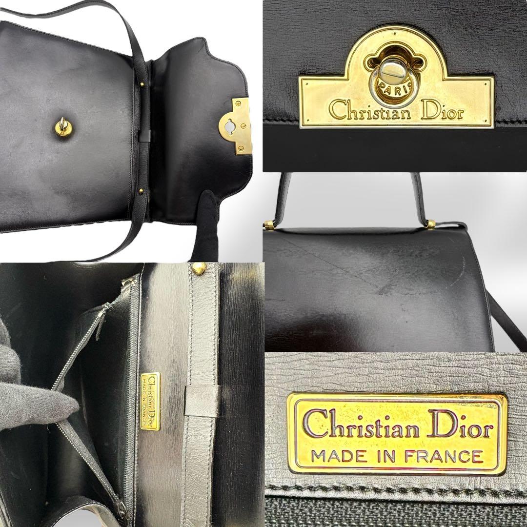 クリスチャンディオール ハンドバッグ ショルダーバッグ レザー ヴィンテージ 黒