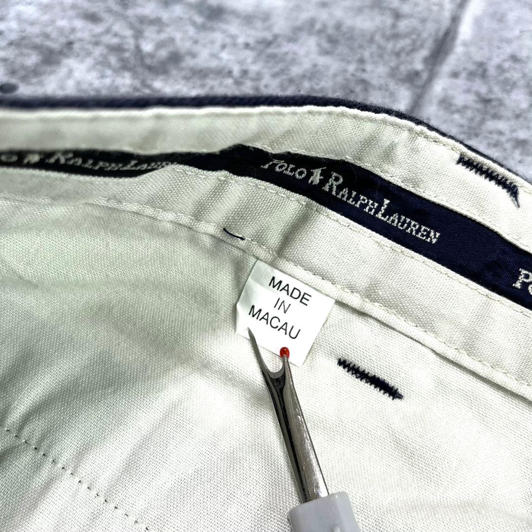 90-00s POLO ラルフローレン ポロチノ タック入り 36 ネイビー