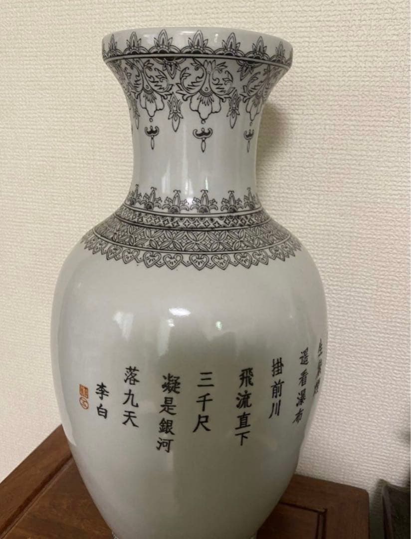 中国美術 景徳鎮 山水楼閣 粉彩花瓶 骨董品 唐物