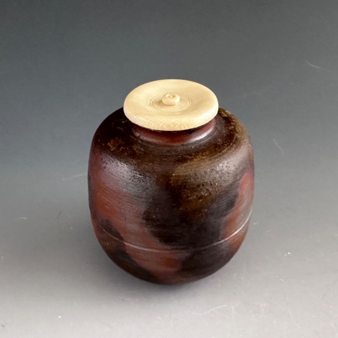 茶道具　備前焼　茶入　小西陶古　共箱　仕服付　濃茶器　茶会　茶事　陶芸