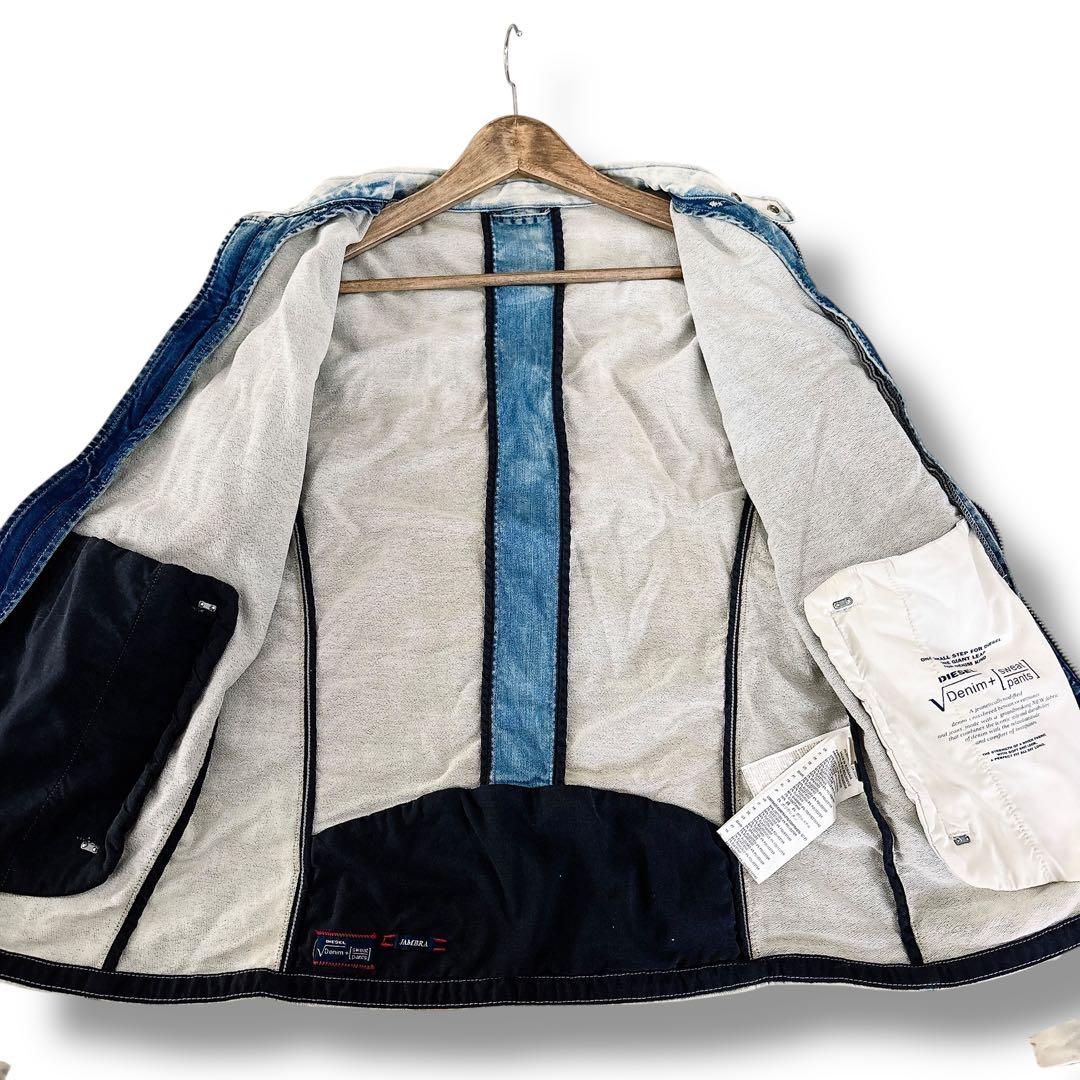 DIESEL デニムジャケット シングル ライダース ストレッチ ダメージ加工