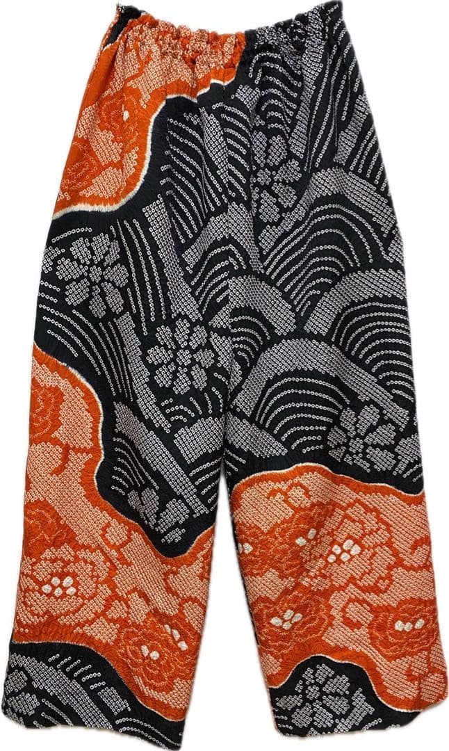 総絞り　着物振り袖リメイク正絹　チュニック　パンツ　ワンピース未使用　3点セット