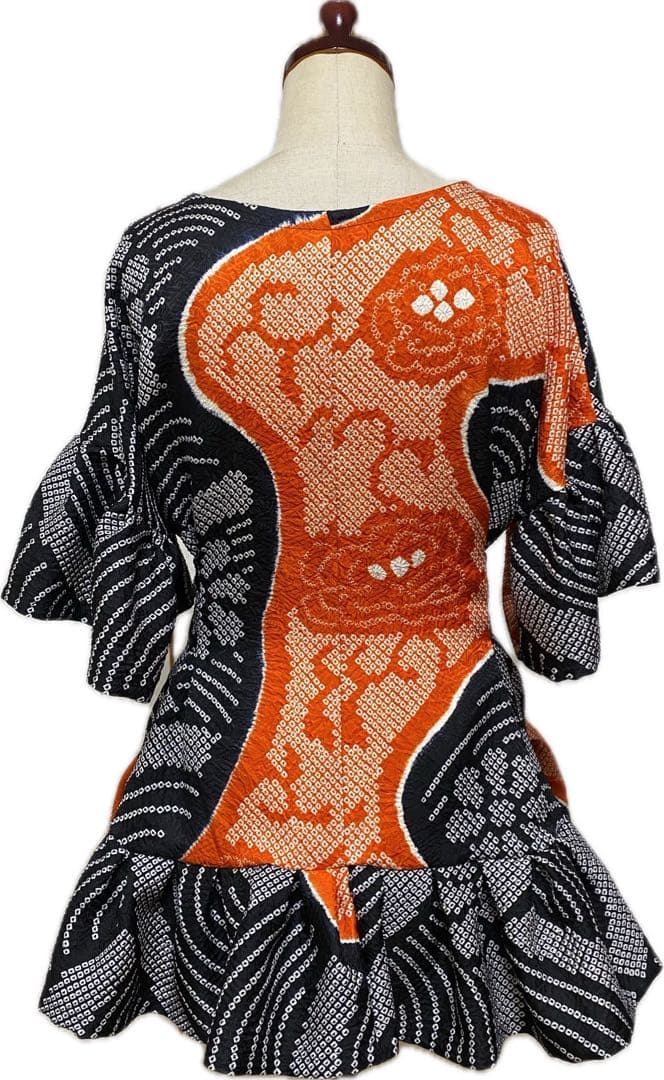 総絞り　着物振り袖リメイク正絹　チュニック　パンツ　ワンピース未使用　3点セット