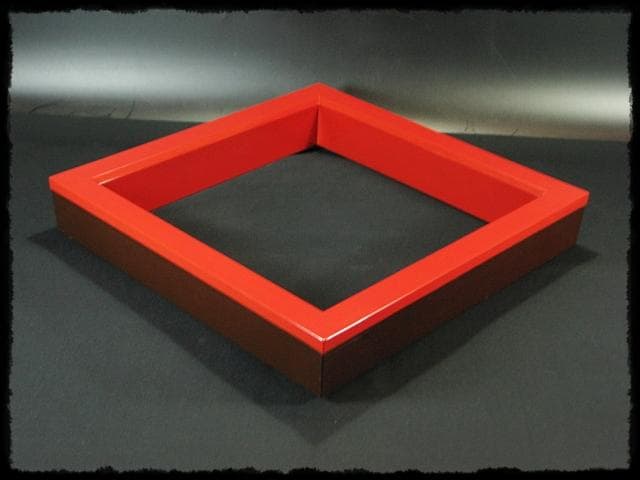 茶平 一斎 輪島名工 朱塗 炉縁 千家 炉壇 茶道具 共箱 e226