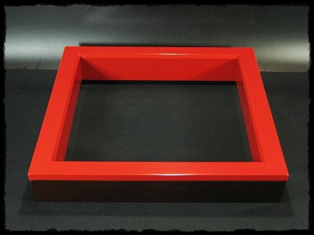 茶平 一斎 輪島名工 朱塗 炉縁 千家 炉壇 茶道具 共箱 e226