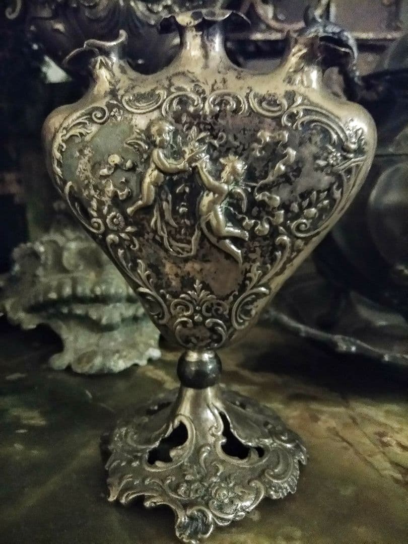 ロココ アンティーク シルバー アール・ヌーヴォー 花瓶 一輪挿し