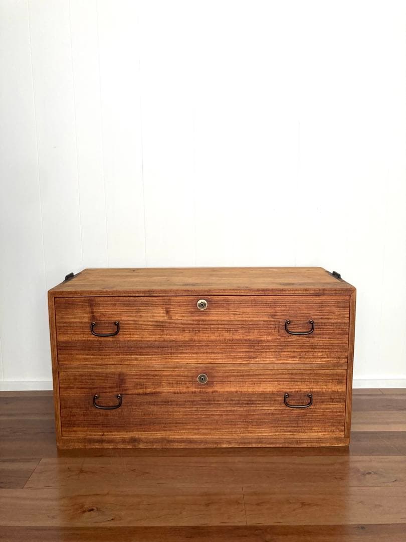 【メンテ済】アンティークの収納棚　ローボード　テレビ台　総桐　引出し2杯