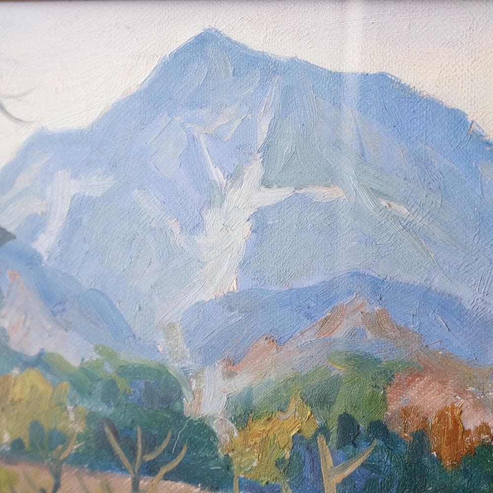 栄一画「 武甲山 」絵画 油彩 額装 P1号 額縦30㎝横37㎝