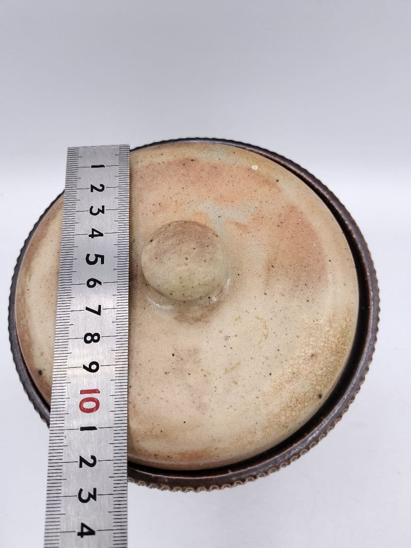 c097 水指 西ドイツ ファットラバ陶器 Birog 替蓋付 茶道具 古物