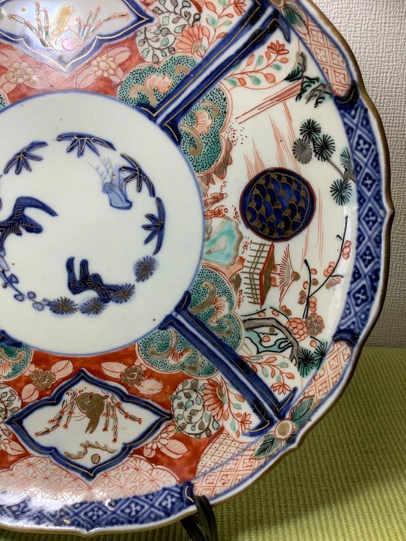 古伊万里　金蘭手　富貴長春　中皿