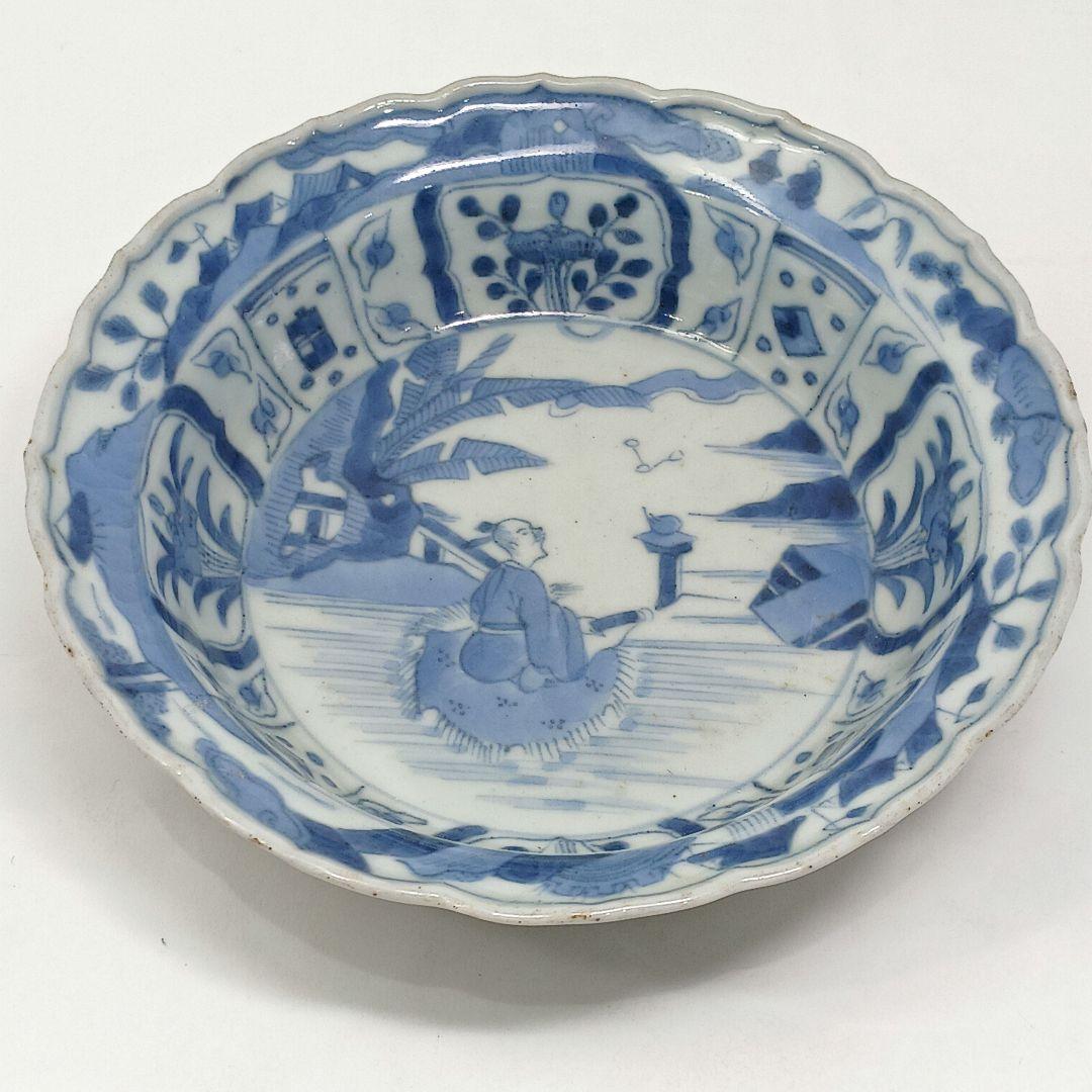 Y552-1 明代 呉祥瑞造 染付 皿 兜鉢 3枚セット RR