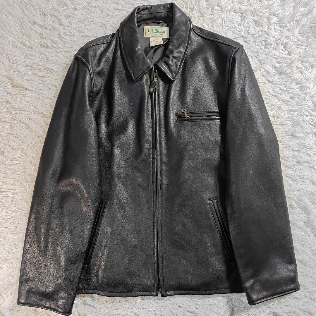 希少USA　80s エルエルビーン　レザージャケット　ブルゾン　山羊革　黒　M
