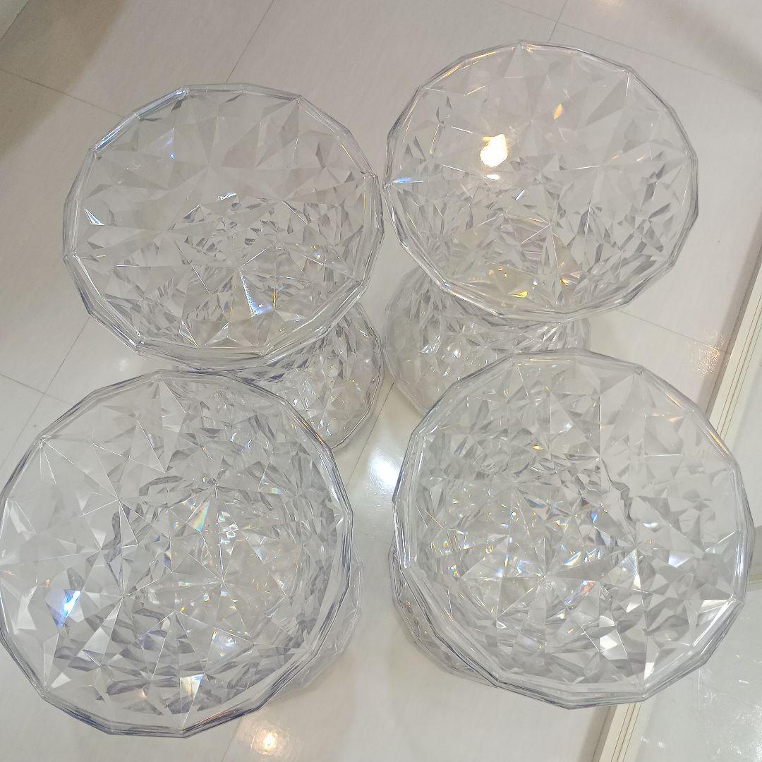 ４脚kartell スツール　クリア ダイヤモンドカット