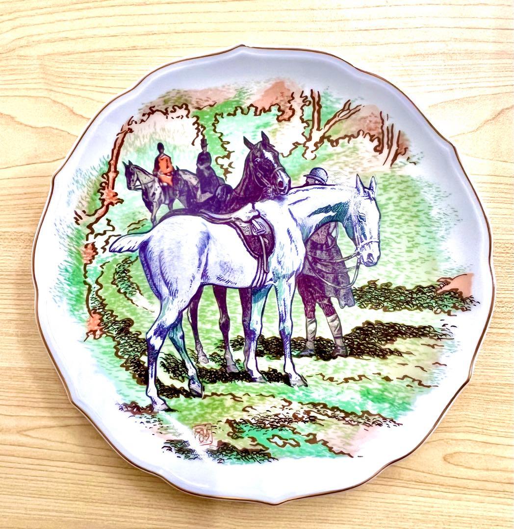 深川製磁 縁起皿 寅 卯 辰 午 未 5枚セット23.7cm 美品飾りタテ付き