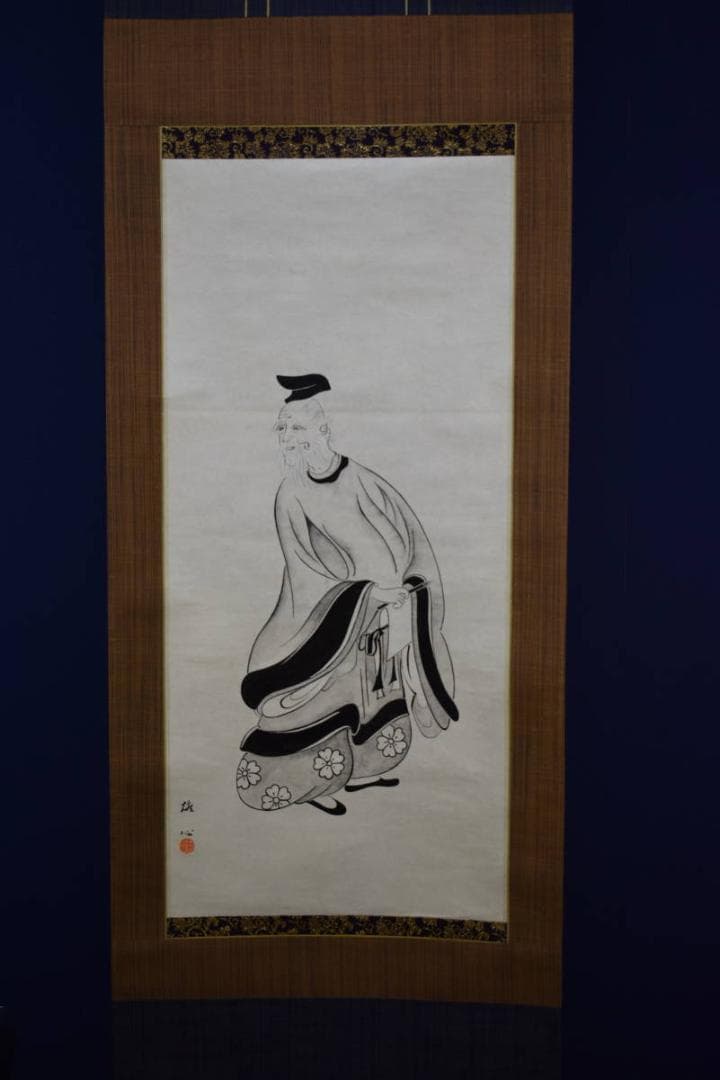 不詳/作者不詳/柿本人麻呂之図/布袋屋掛軸HG-174