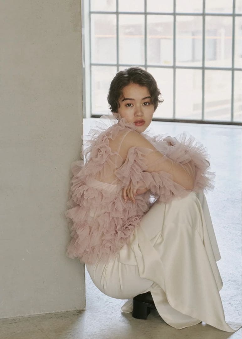 NOTRE emor tulle veil tops ピンク