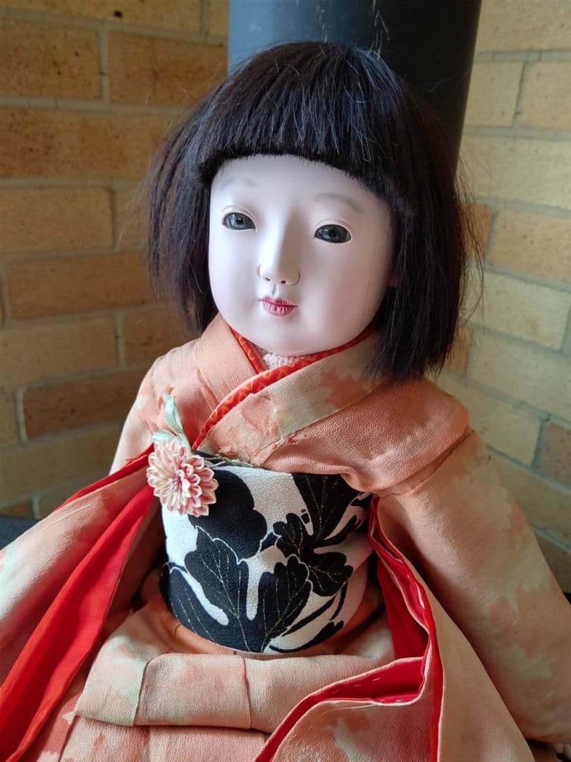 最終価格 大正期 修復済み 市松人形 在銘 約52㎝ 髪貼り替え 人毛 光龍斎系