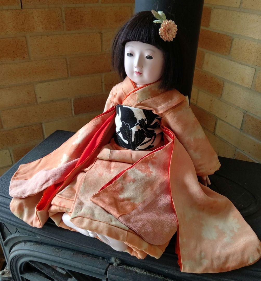 最終価格 大正期 修復済み 市松人形 在銘 約52㎝ 髪貼り替え 人毛 光龍斎系